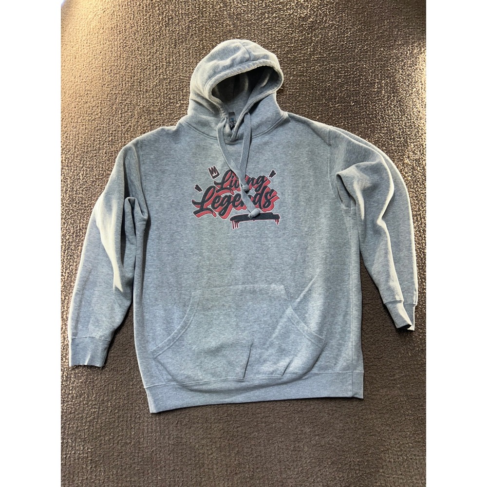 MiiTex Living Legends Graphic Hoodie Gray Pullover Sweatshirt Mens Large